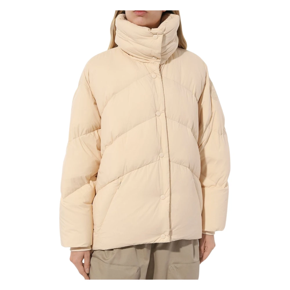 Duno Gewatteerde hoge hals donsjas Beige Dames