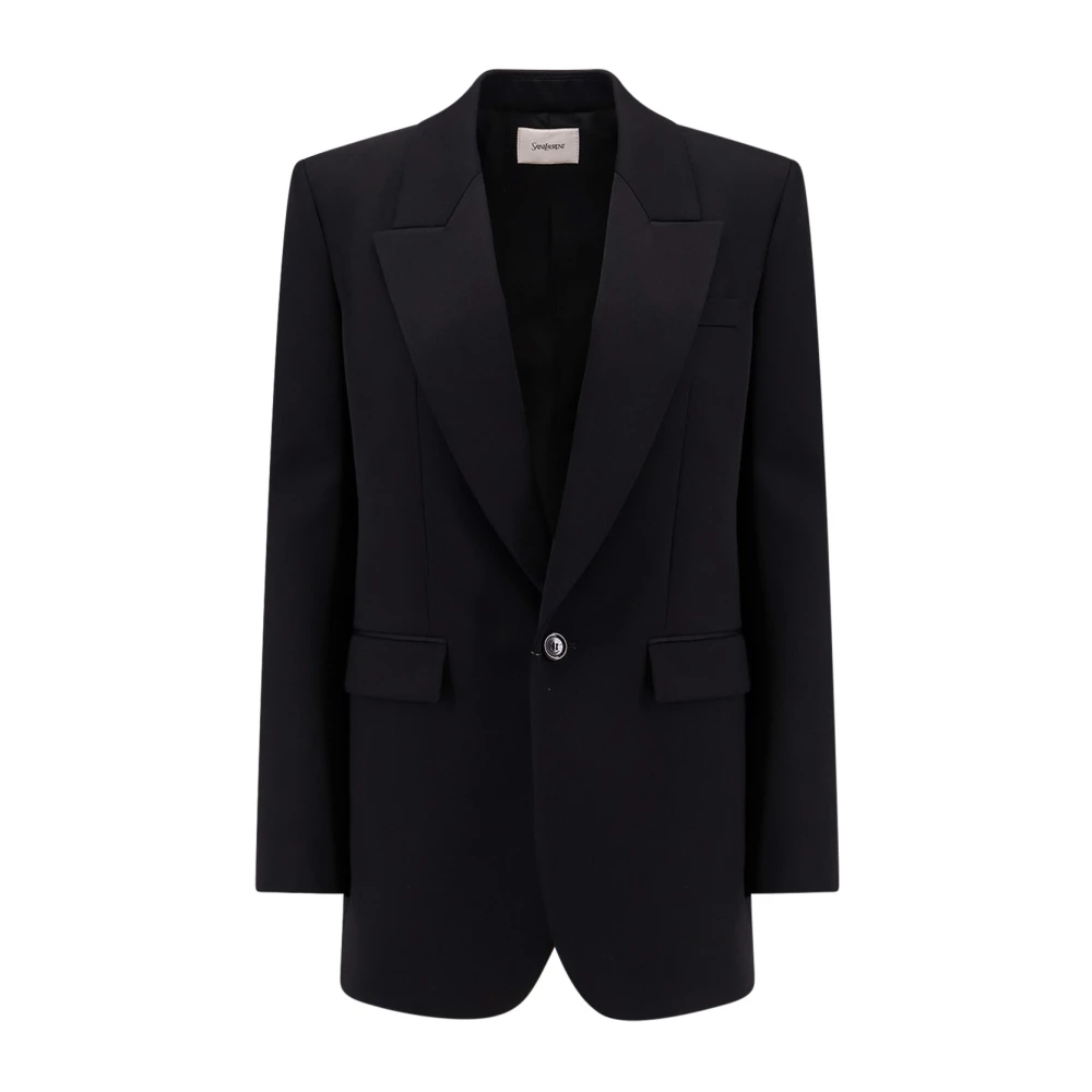 Saint Laurent Wollen Blazer met Peak Revers Black Dames