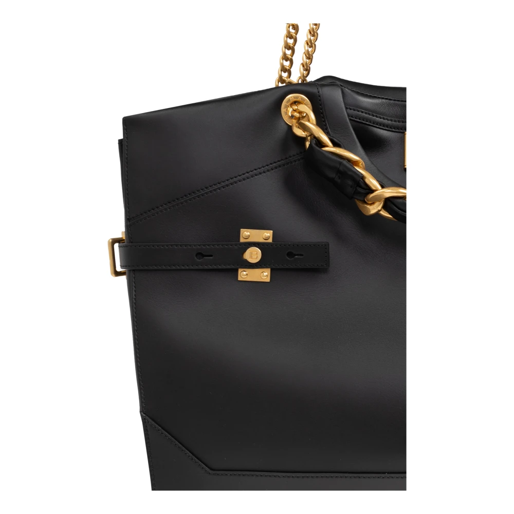 Balmain Leren shopper tas Black Dames