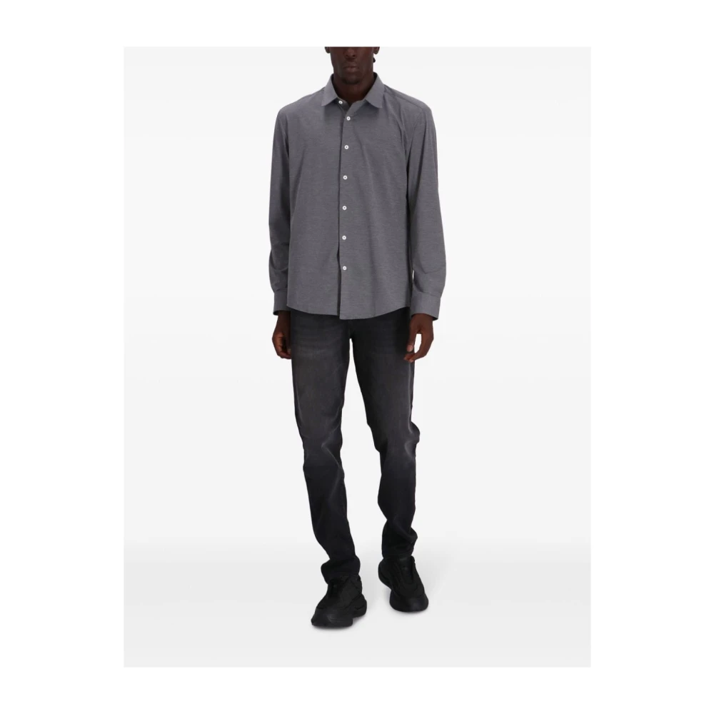 Hugo Boss Elastisch Jersey Klassieke Kraag Shirt Gray Heren
