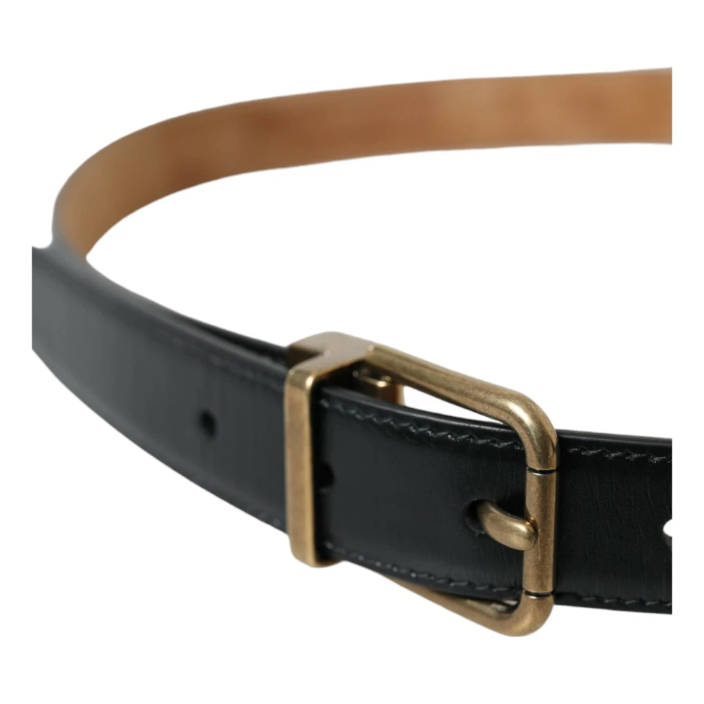 Dolce & Gabbana Elegante zwarte leren riem Black Heren