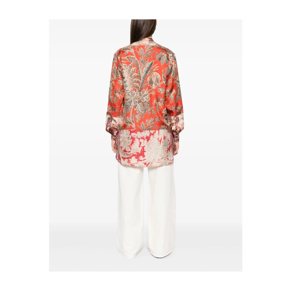 Pierre-Louis Mascia Rood Overhemd met Grafische Print en Knoopsluiting Multicolor Dames