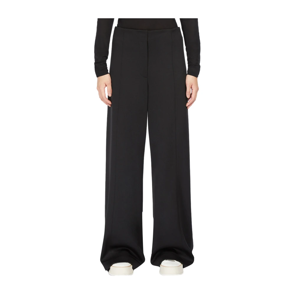 Max Mara Elegante Palazzo Broek Zwart Black Dames