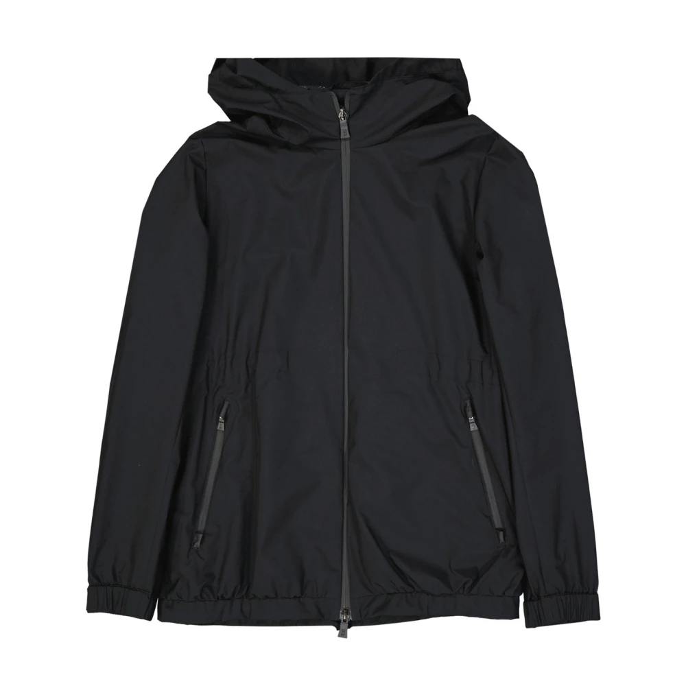 Herno Black Rain Jackets, Female, M, Windbreaker Jacket
