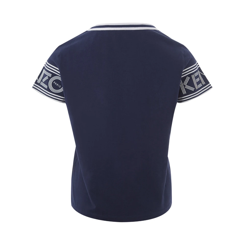 Kenzo Blauw Katoenen T-Shirt met Contrasterend Logo Blue Heren
