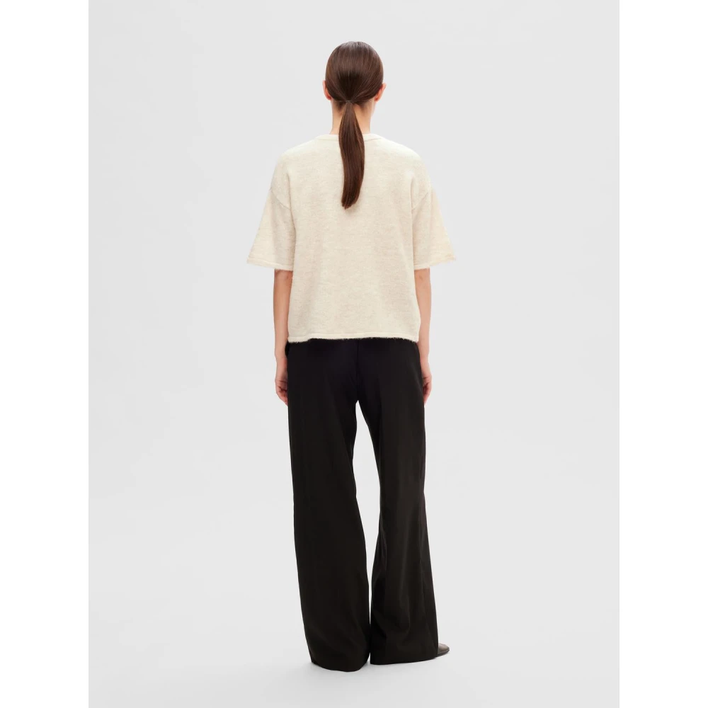 Selected Femme Melange Gebreide Top Liliana Birch Beige Dames