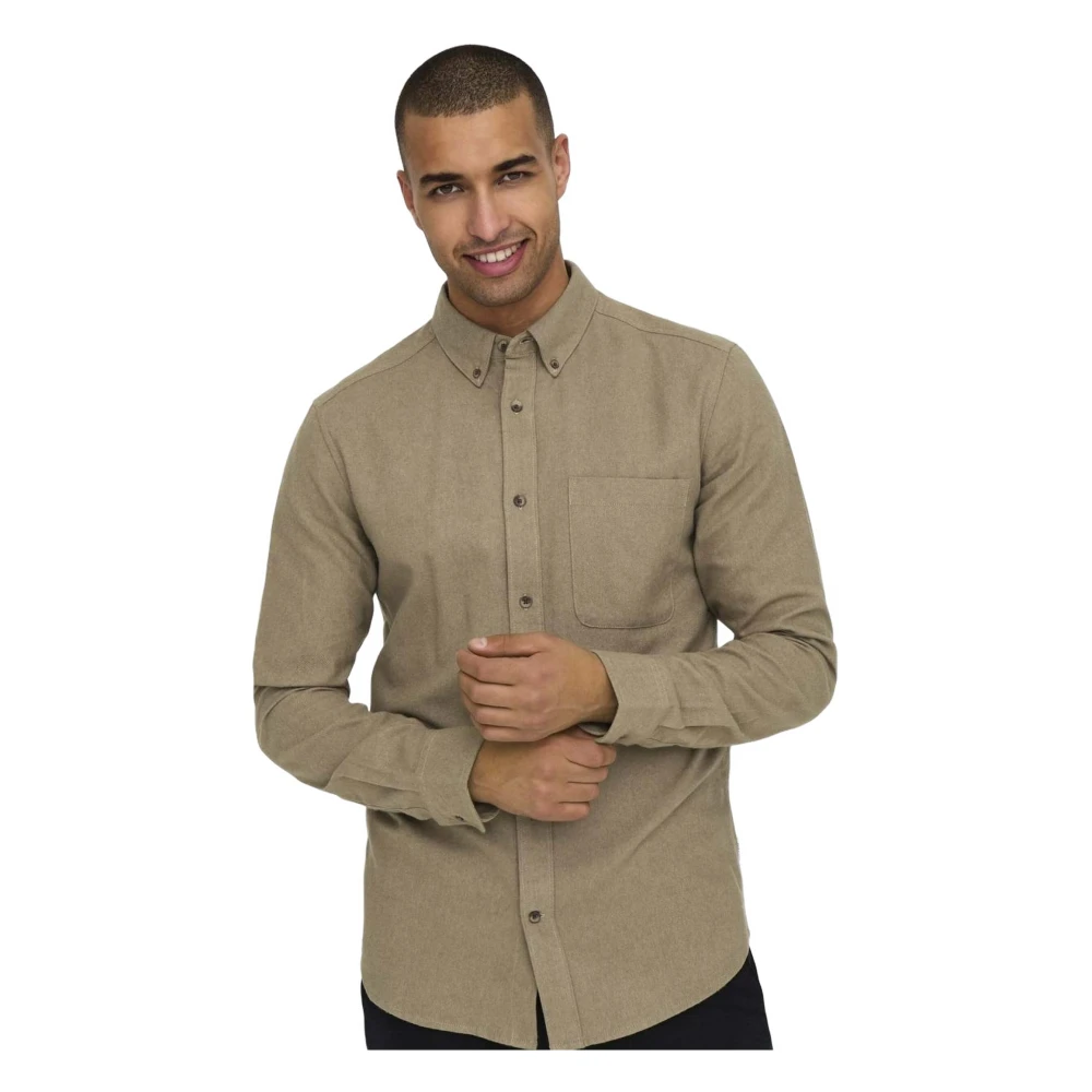 Only & Sons Overhemd Beige Heren