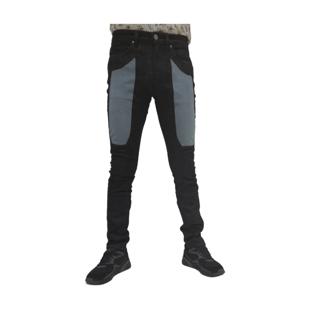 Jeckerson Skinny Fit 5-Fickor Jeans med Alcantara Patch Black, Herr