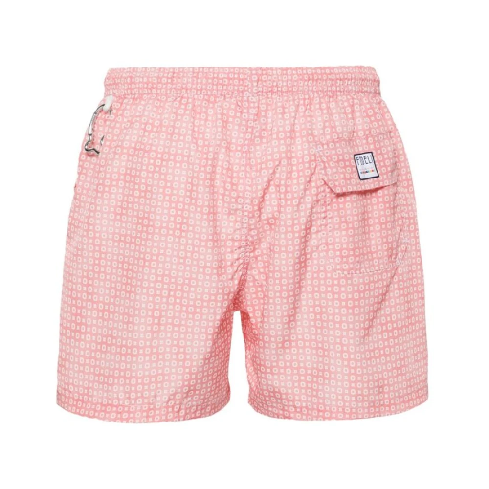 Fedeli Strandkleding met koraalroze wit grafisch patroon Pink Heren