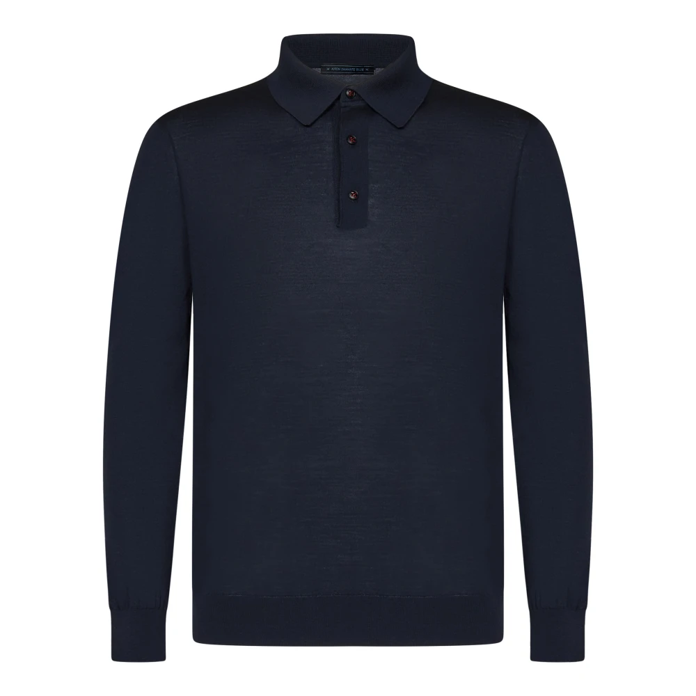 Kiton Blauw poloshirt met lange mouwen Blue Heren