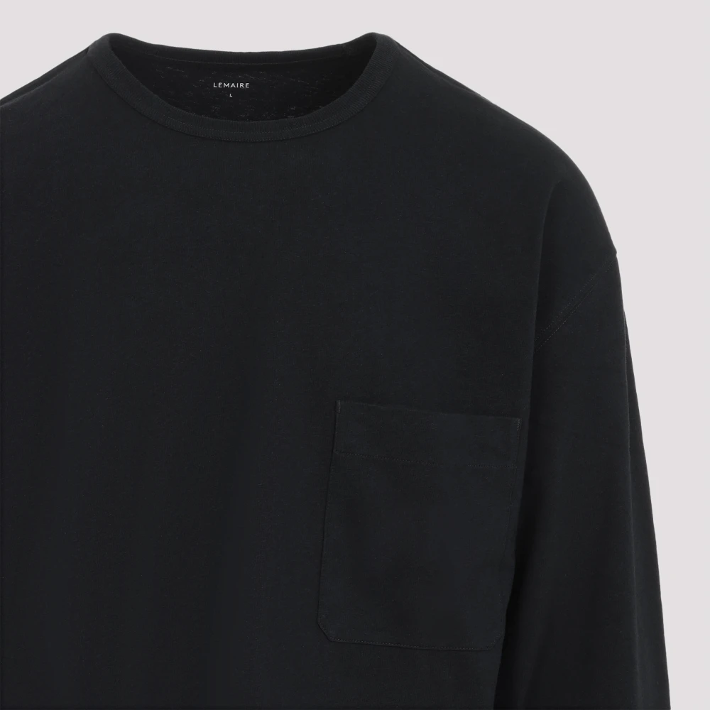 Lemaire Zwart Katoen-Linnen T-Shirt Stijlvol Ontwerp Black Heren