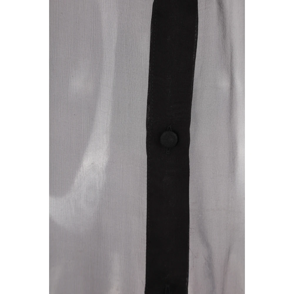 Del Core Zwarte zijden chiffon boxy-fit shirt met geplooide driehoekige plastron Black Dames