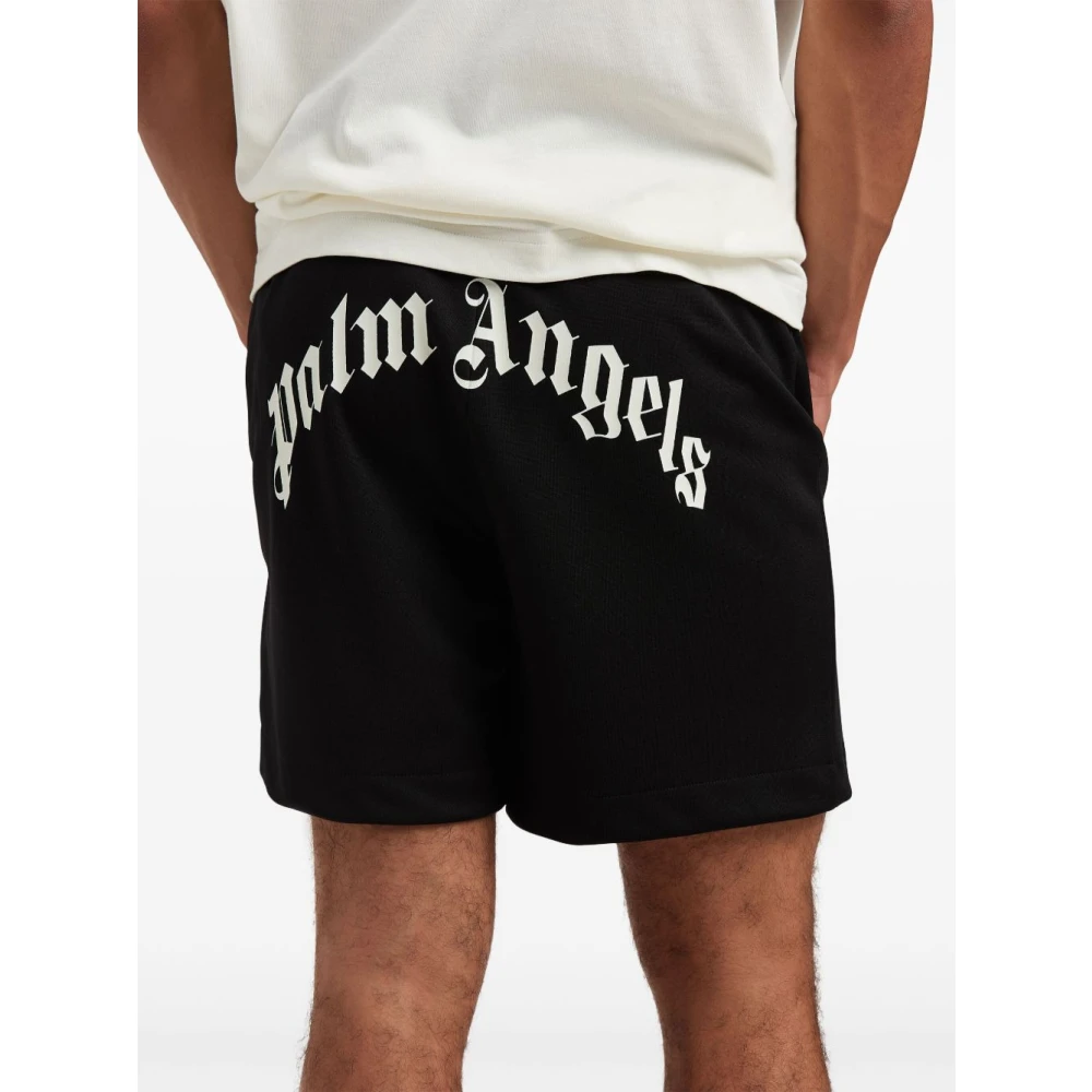Palm Angels Zwarte shorts met elastische tailleband Black Heren