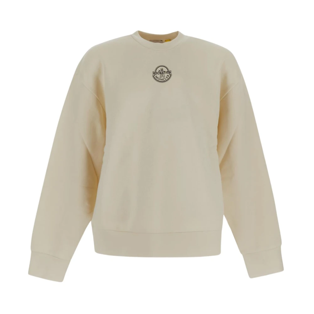 Moncler Witte Sweater met Reliëf Logo Print White Heren