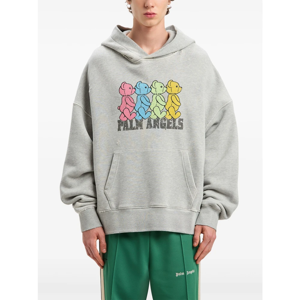 Palm Angels Grijs Melan Crossroads Bears Hoody Gray Heren