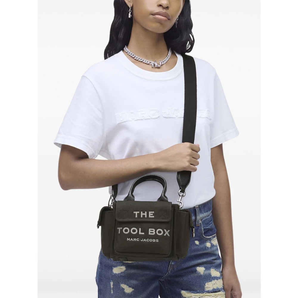 Marc Jacobs Canvas Logo Print Zwarte Tas Black Dames