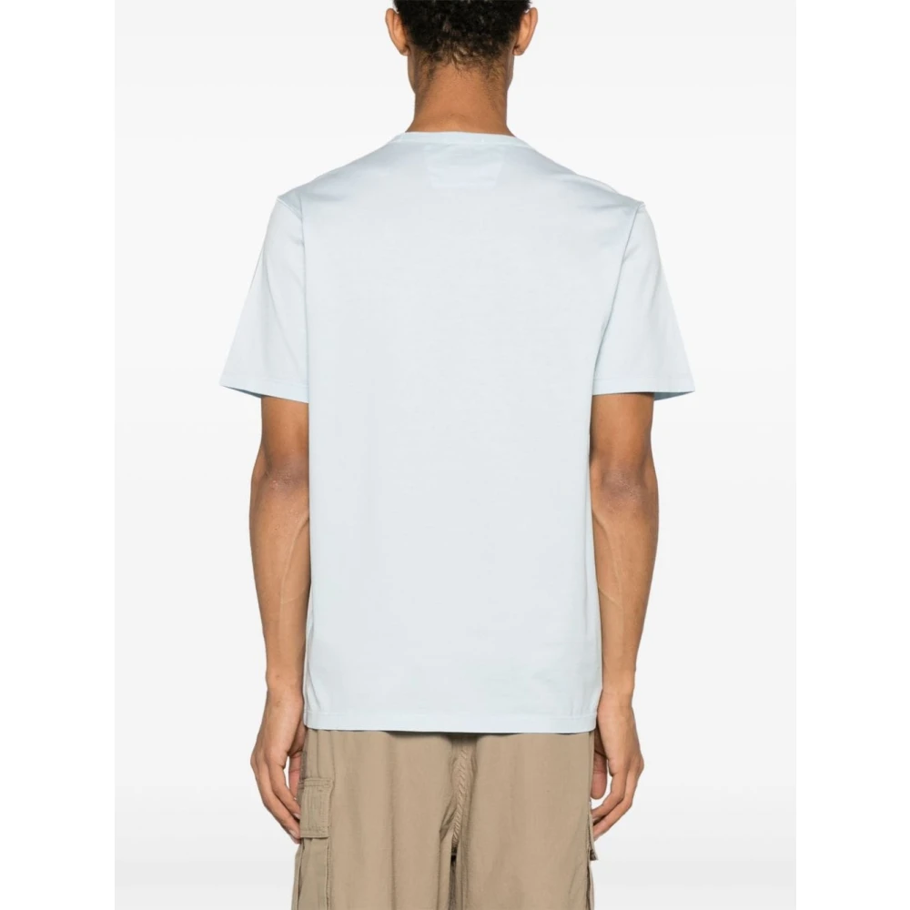 C.P. Company Logo Crew Neck Katoenen T-shirt in Helder Blauw Blue Heren