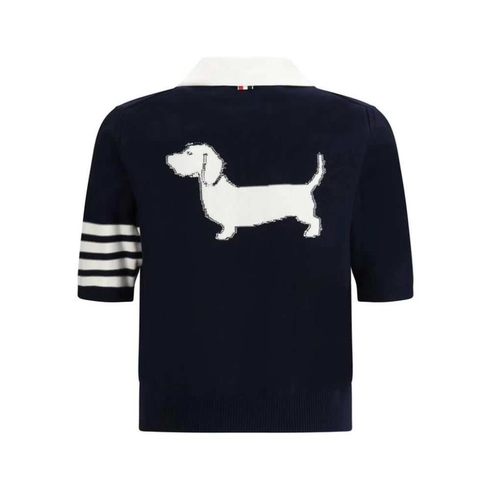 Thom Browne Polo Shirt met Klassieke Kraag en Iconische Banden Blue Heren