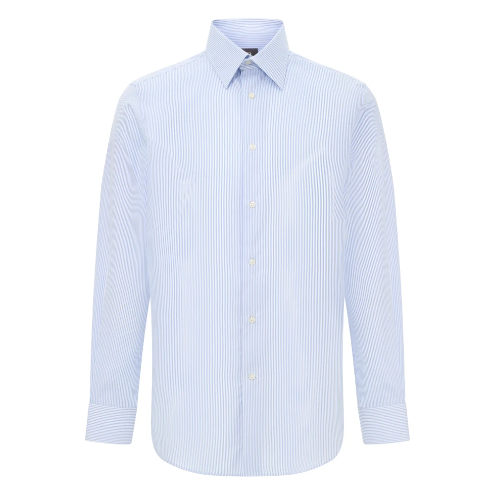 Boggi Milano Herren Blau Regular Fit Gestreiftes Baumwollhemd