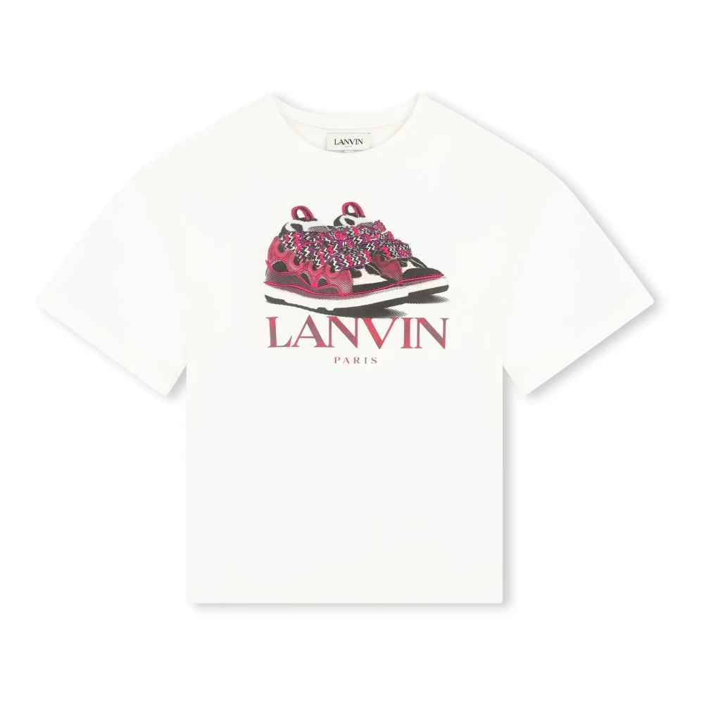 Lanvin Vit Crewneck T-shirt Logo Print Bomull White, Flicka