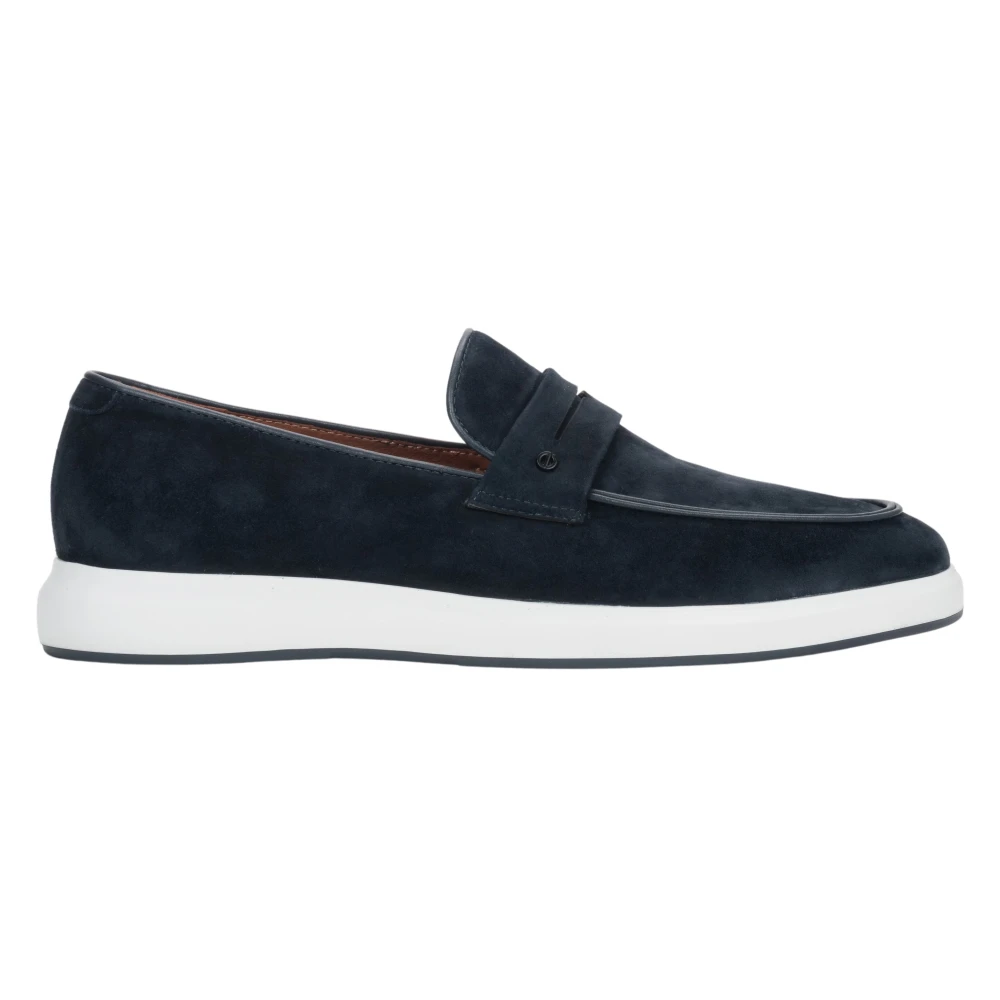 Estro Men's Blue Loafers, 8 Uk, Velour Loafers On A Flexible Sole