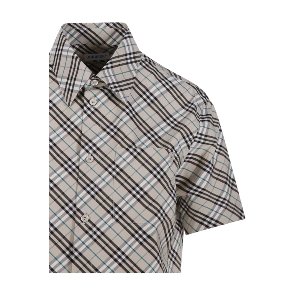 Burberry Geruite Cropped Shirt Gray Dames