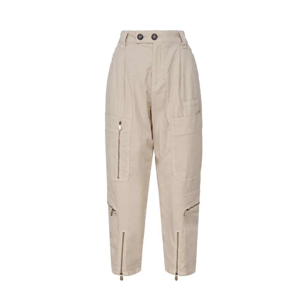 pinko Katoen Elastaan Broek Beige Dames