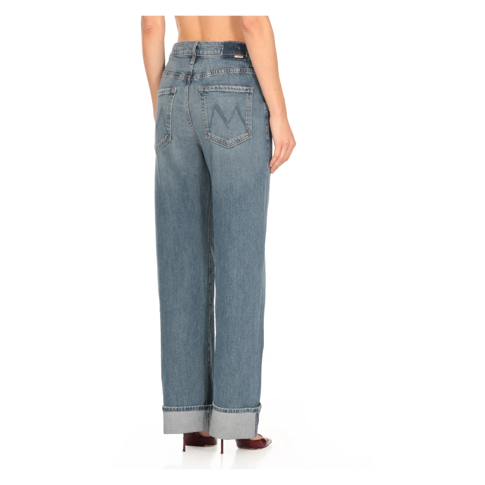 Mother Blauwe Katoenen Jeans met Riemlussen Blue Dames