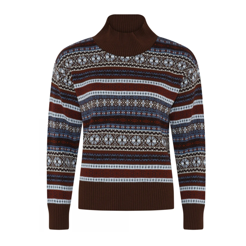 Skovhuus Jacquard Coltrui Pullover Blouse Chestnut Multicolor Dames