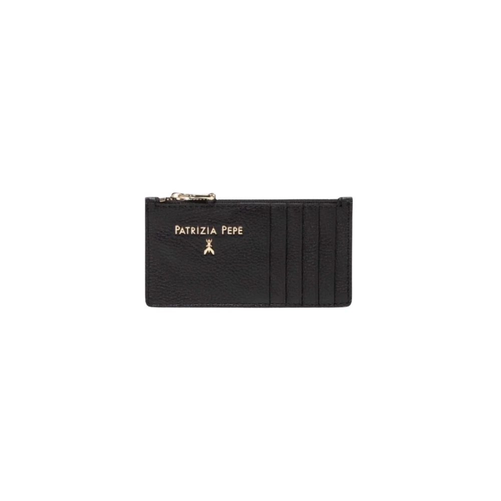 Patrizia Pepe Kvinno Svart Accessoarer Dam, One Size, Läder, Zipped Leather Cardholder