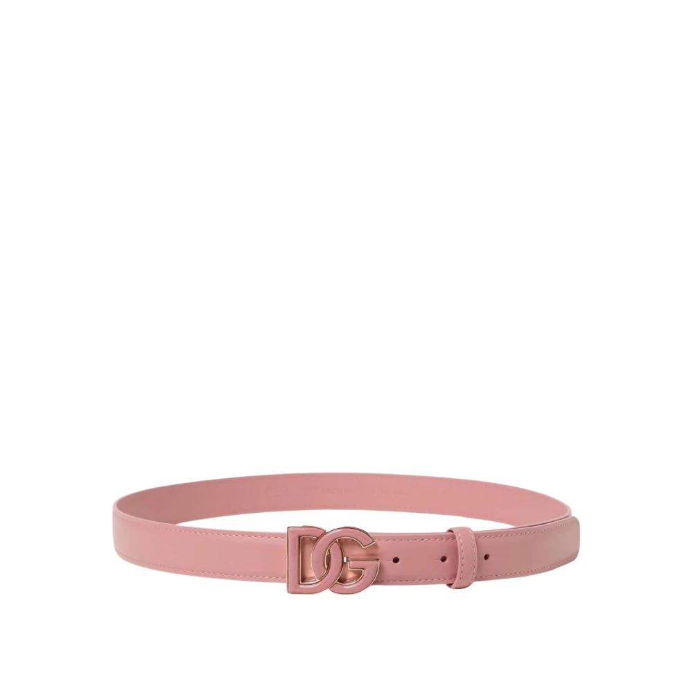 Dolce & Gabbana Women's Pink Belts, 80 Cm, Leather Belt With Dg Buckle