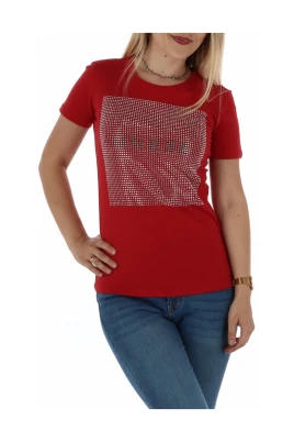 Rundhalsad T-shirt i bomull med korta ärmar