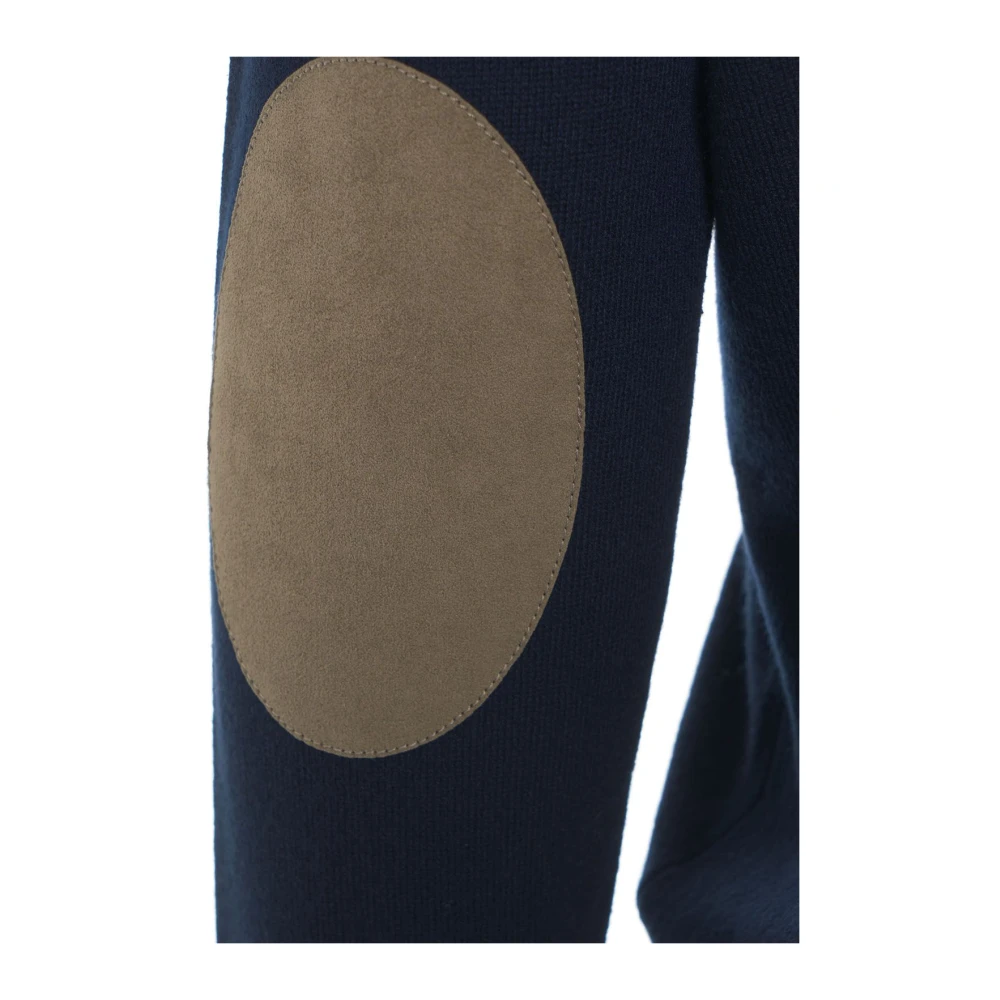 Kangra Blauwe Gebreide Trui Met Patch Aw24 Blue Heren
