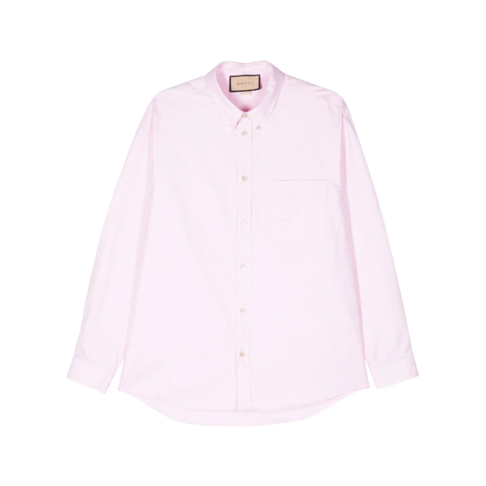 Gucci Double-G Geborduurd Katoenen Overhemd Pink Dames