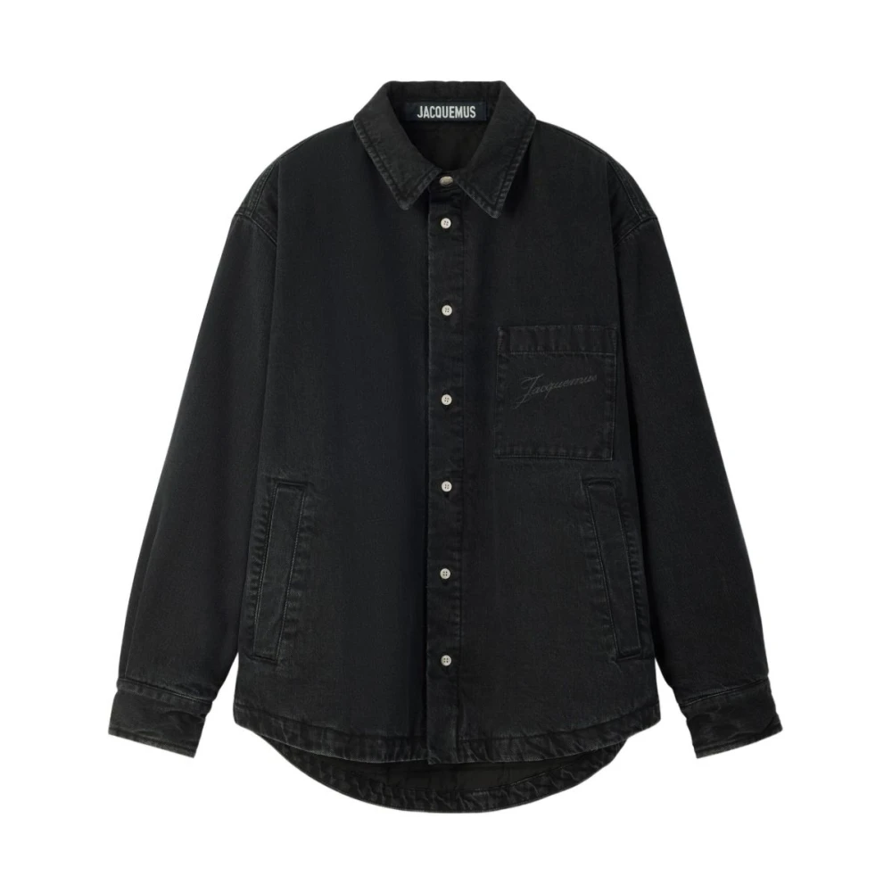 Jacquemus Men's Black Button-Up Shirt Logo Embroidery