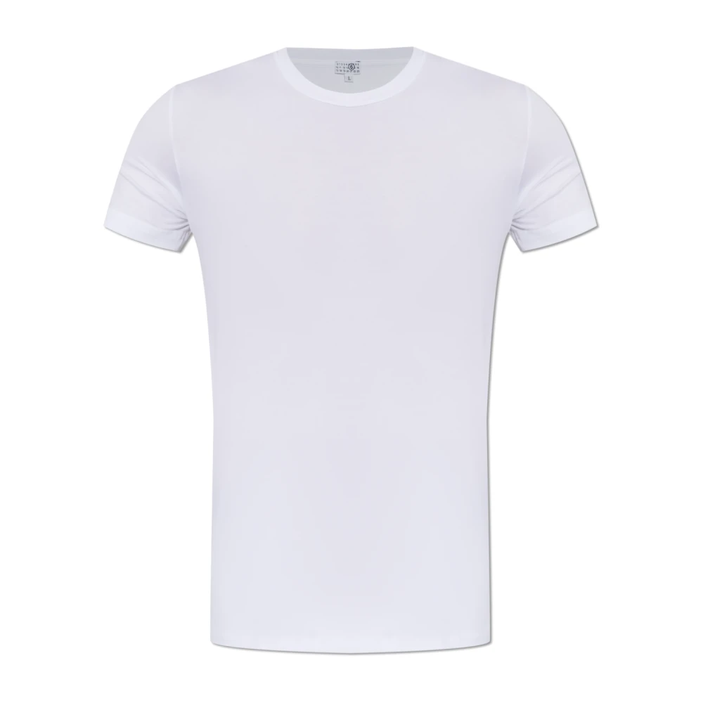 Mm6 Maison Margiela Mannelijk Wit Tops Heren, Xs, Lingerie T-Shirt