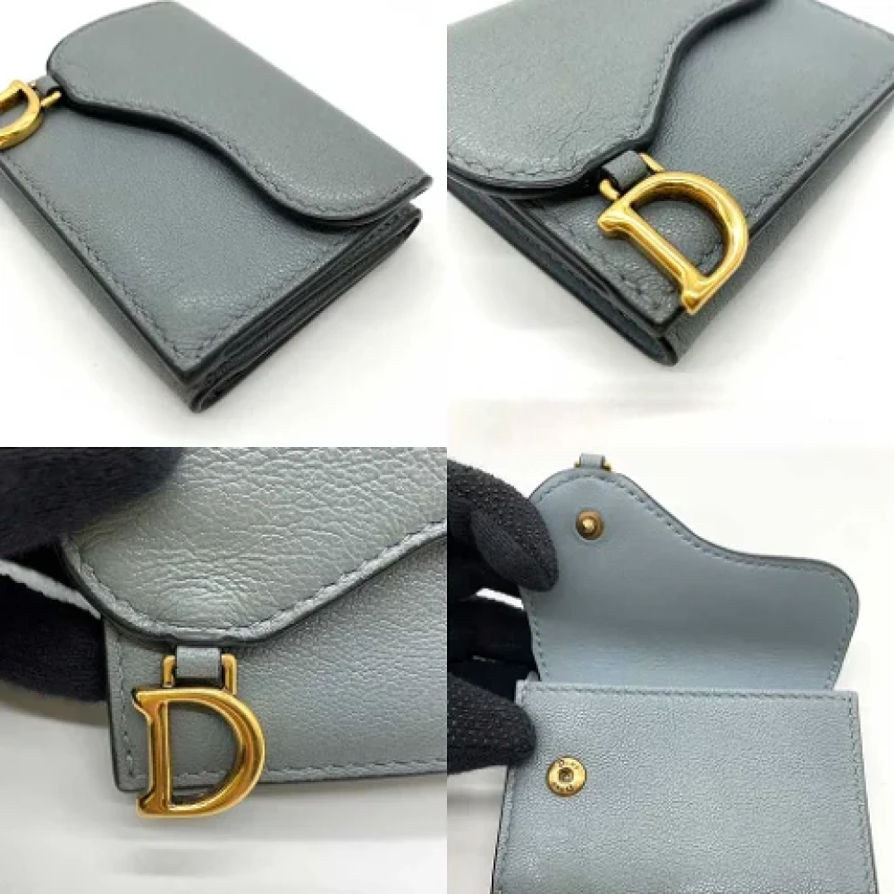 Dior Vintage Pre-owned Leather wallets Gray Dames
