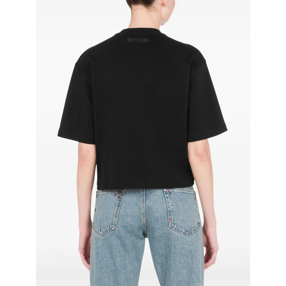 Moschino Ronde hals bedrukte T-shirts voor vrouwen Black Dames