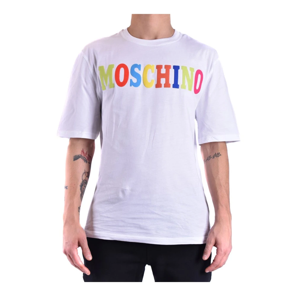 Moschino Logo Katoenen T-shirt Multicolor Mannen White Heren