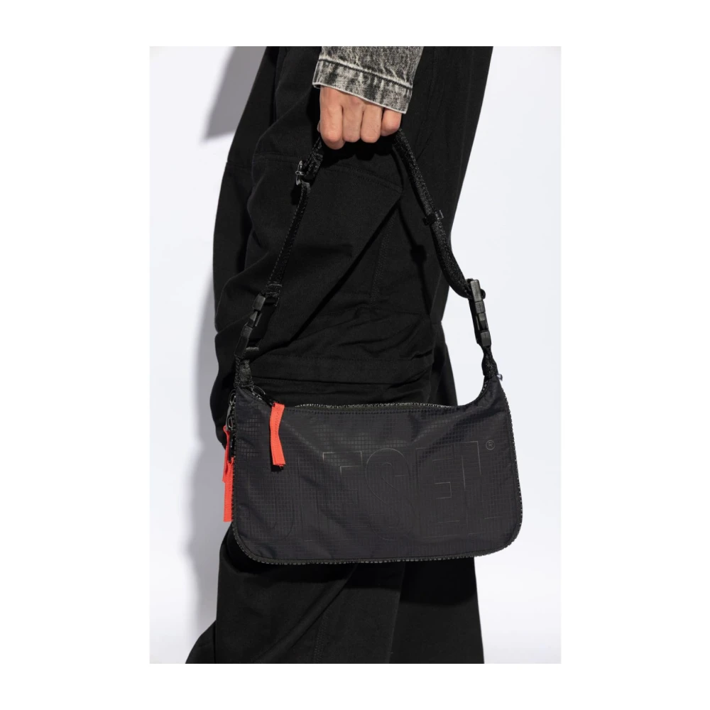 Diesel Zwarte schoudertas met voorlogo Black Dames