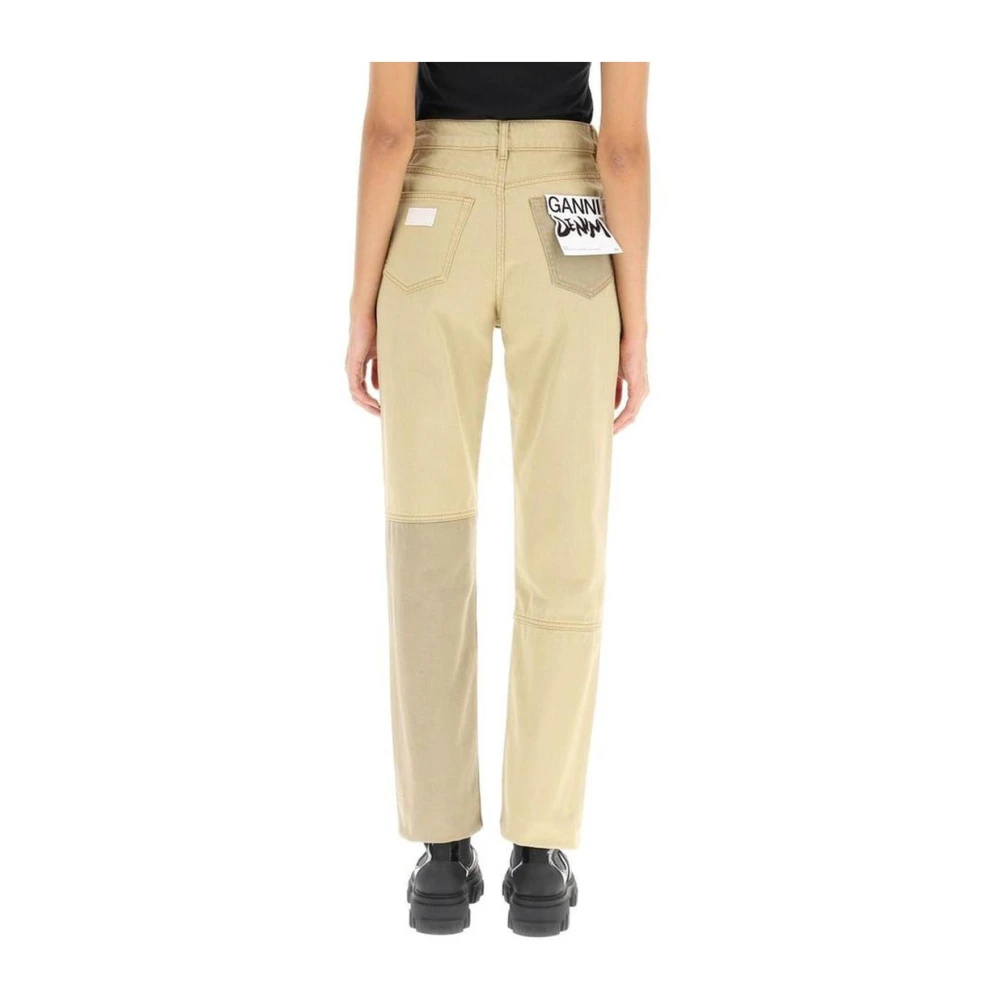 Ganni Patchwork Beige Jeans voor vrouwen Beige Dames