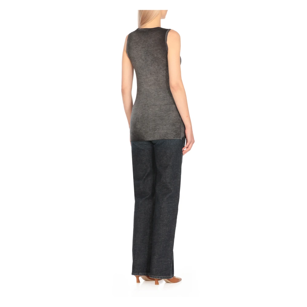 Avant Toi Grijze Mouwloze Ronde Hals Top Gray Dames