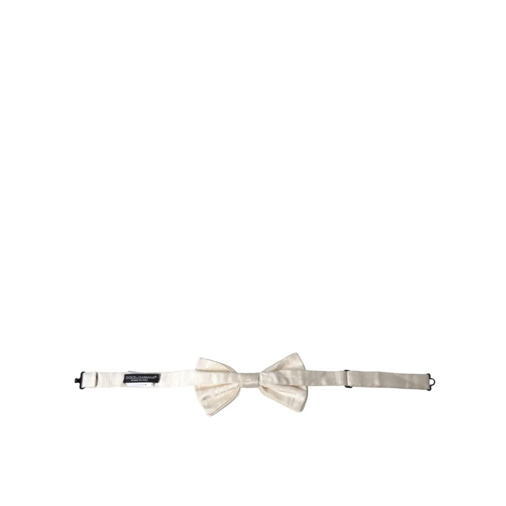 Dolce & Gabbana Zijden Jacquard Heren Vlinderdas White Heren