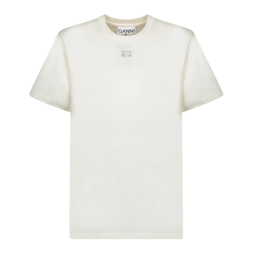 Ganni Vit T-shirt Elegant Lyxig Textur White, Dam