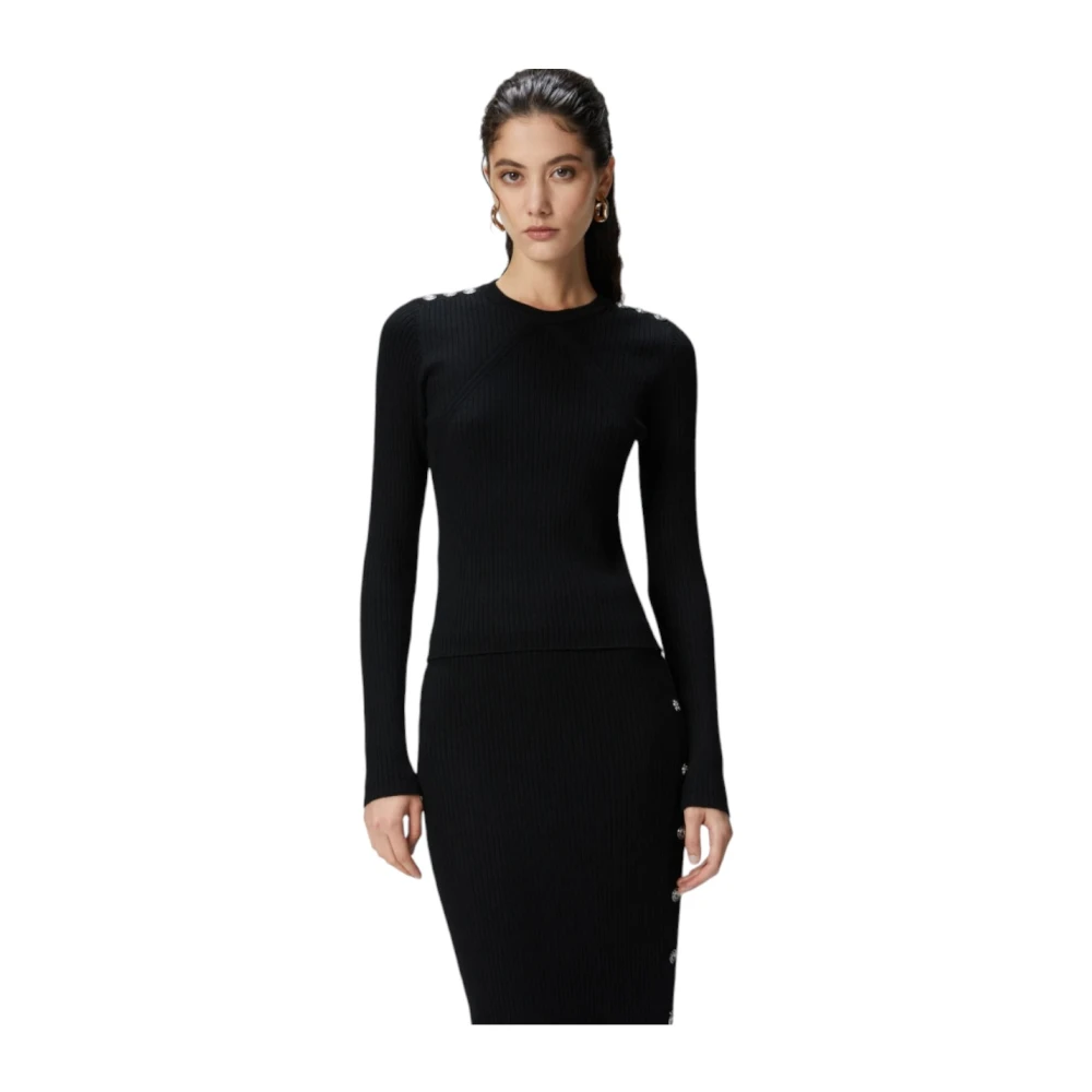 pinko Stijlvolle Gebreide Top Black Dames
