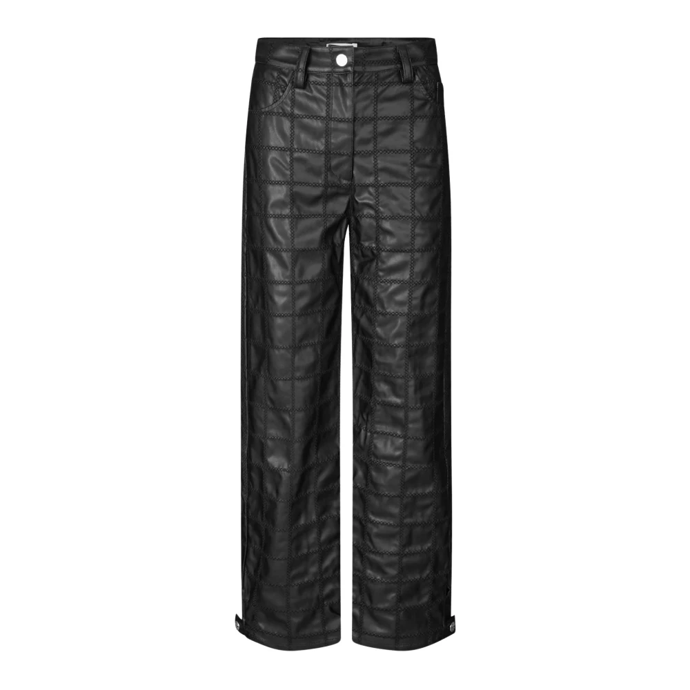 BAUM UND PFERDGARTEN Hoge taille wijde pijpen imitatie leren broek Black Dames