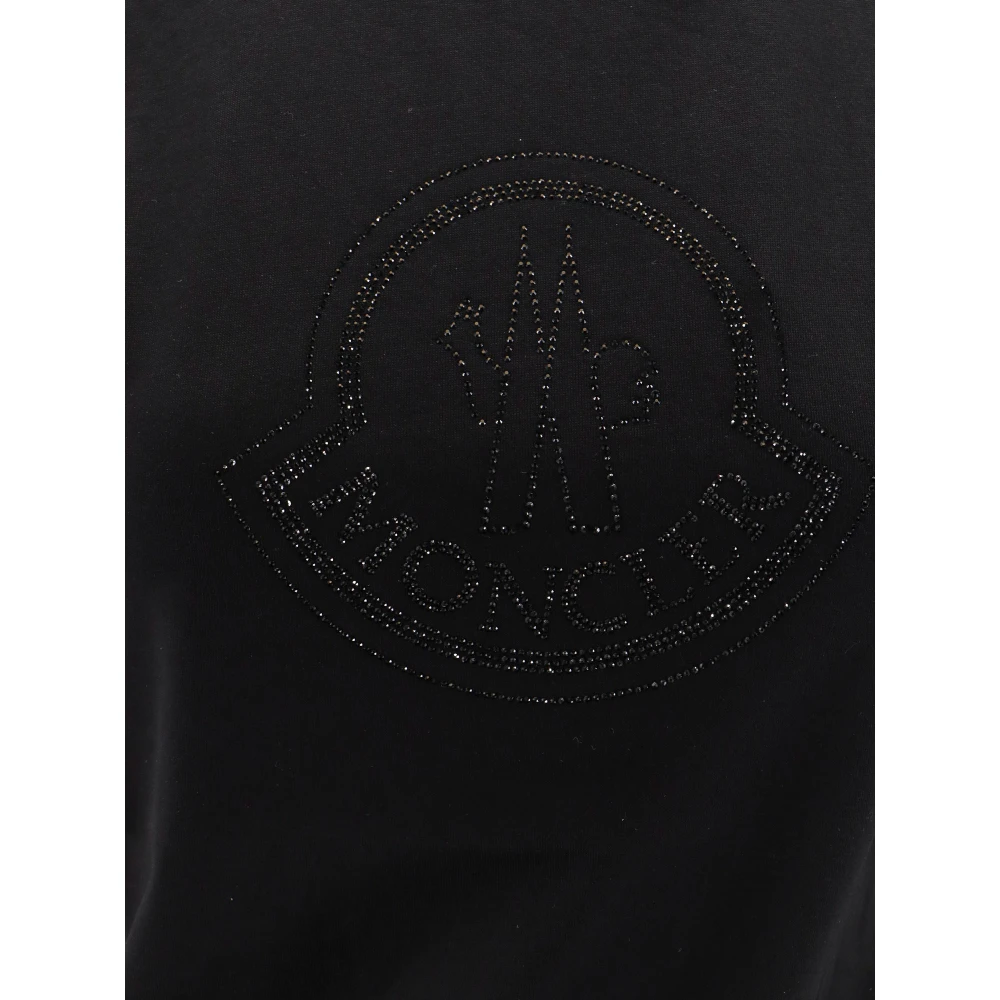 Moncler Katoenen T-shirt met Frontlogo Black Dames