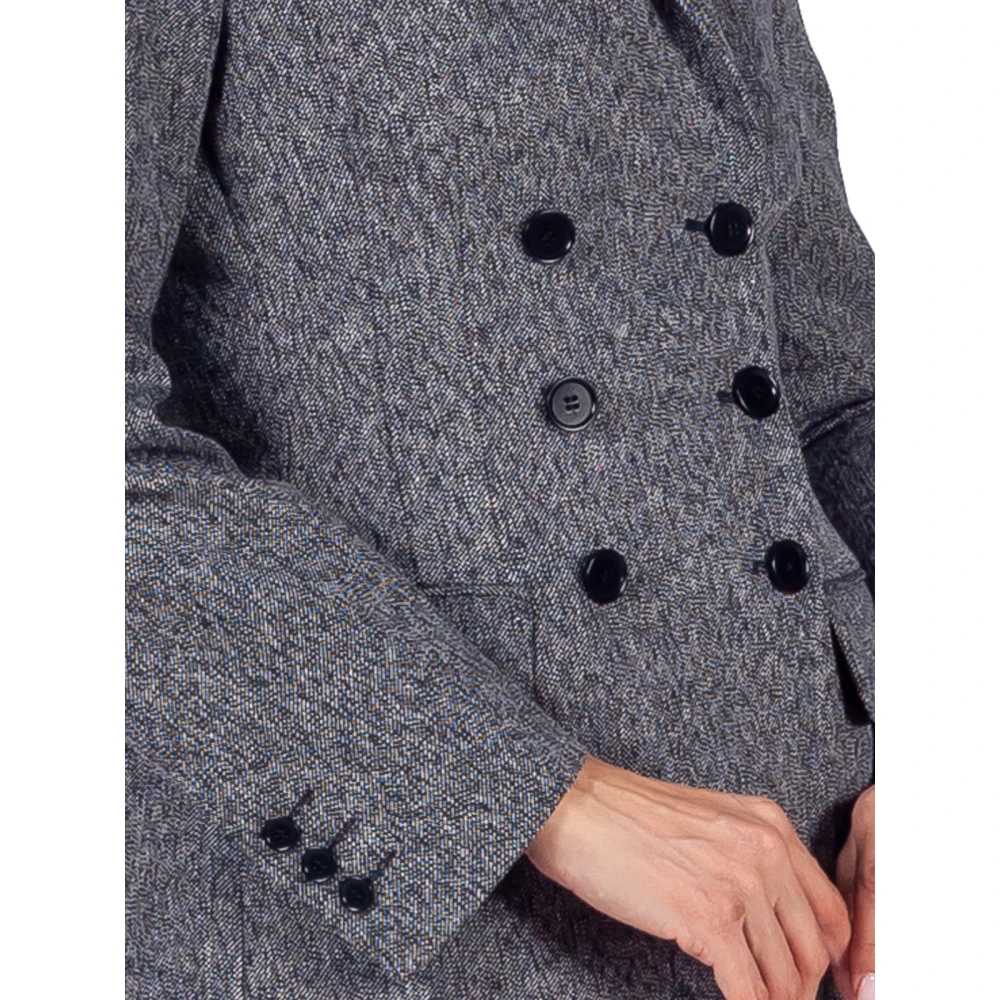 Msgm Grijze Wollen Blend Double-Breasted Jas Gray Dames