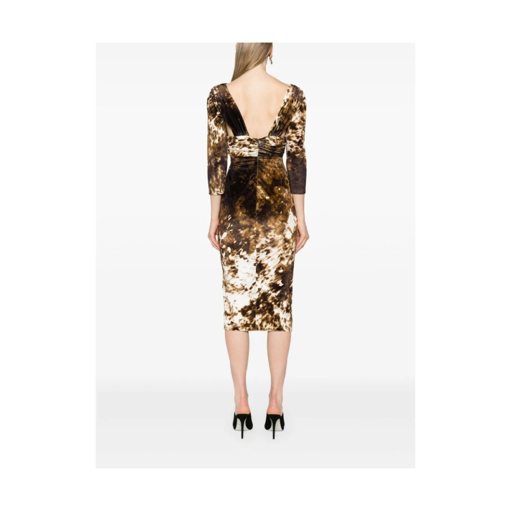 Roberto Cavalli Abstract Pattern V-Neck Jurk Multicolor Dames