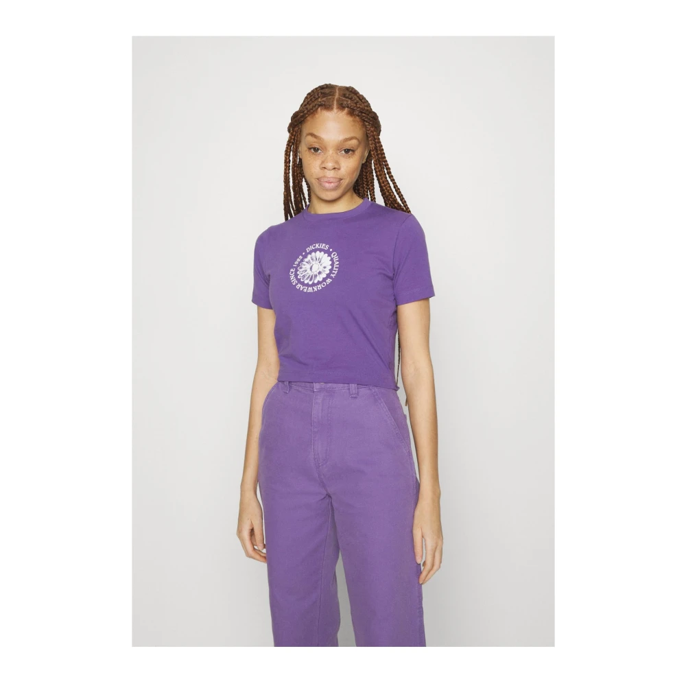Dickies Bloemenprint Tuin T-shirt Vrouwen Purple Dames